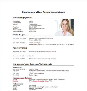 cv voorbeeld tandartsassistente