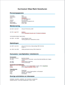 template cv blauw