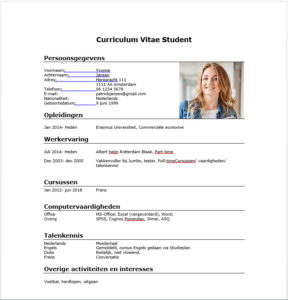 Cv Voorbeeld Student Gratis Downloaden In Word Perfectcvnl