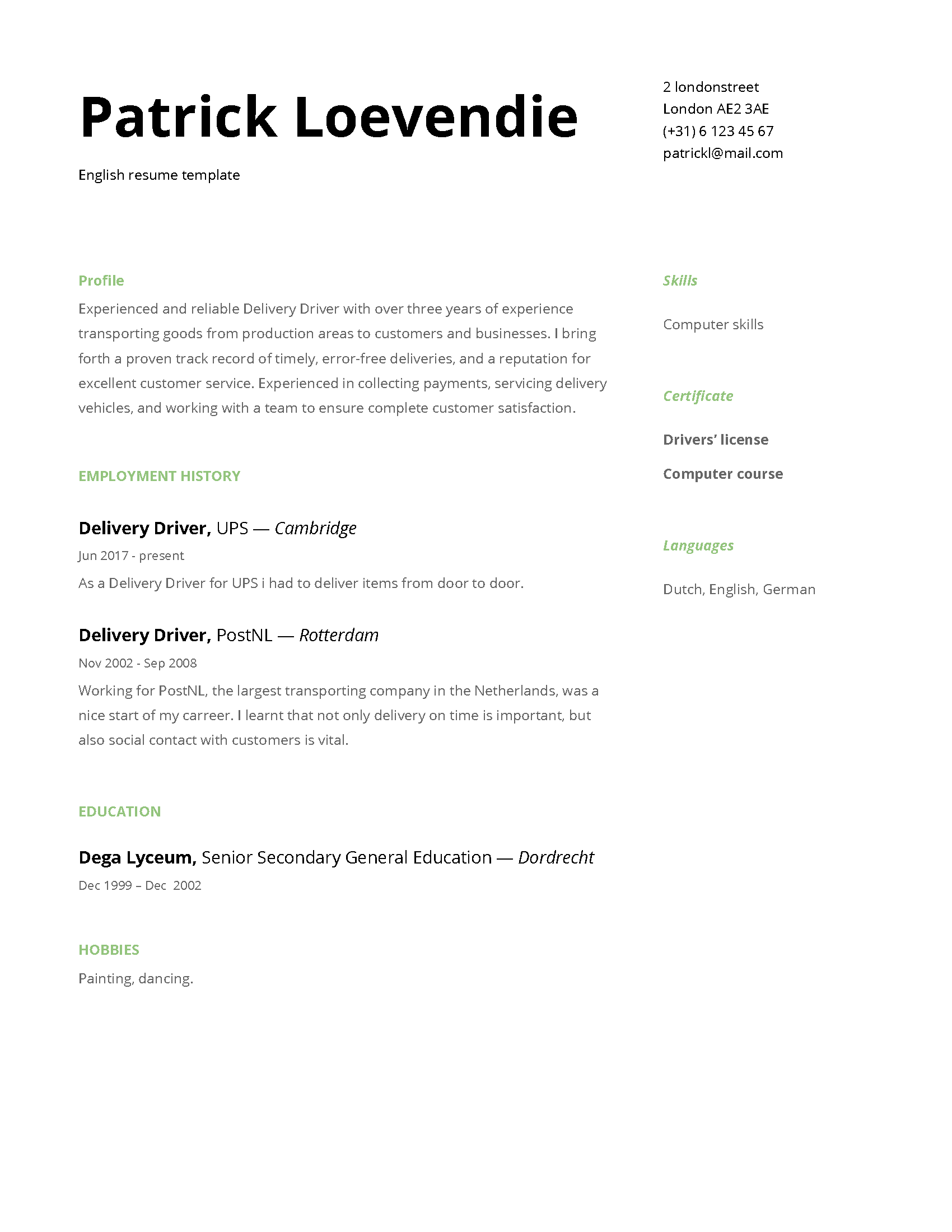 Engels Cv Maken? Gratis Cv Voorbeelden *2019* in Word & PDF