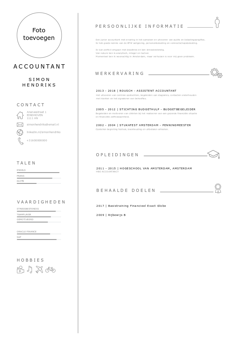 Voorbeeld Cv Accountant Gratis Download Perfectcv Nl