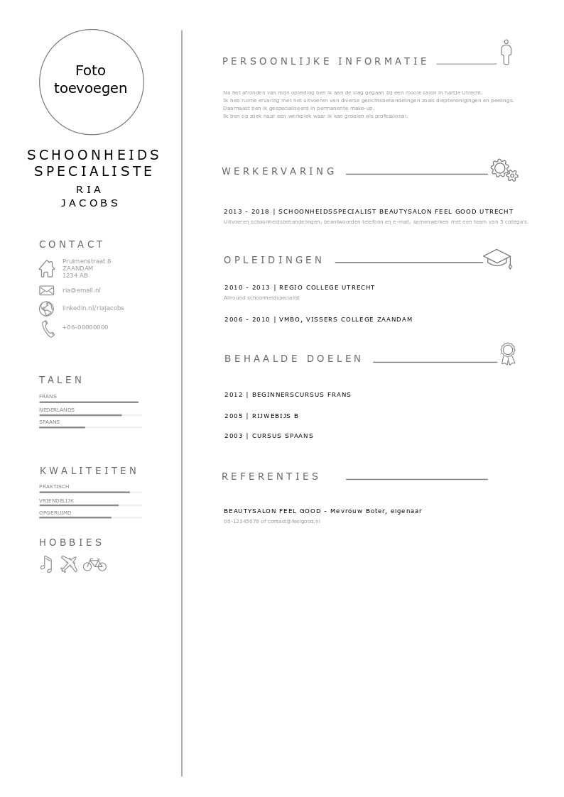 curriculum vitae voorbeeld cosmetist