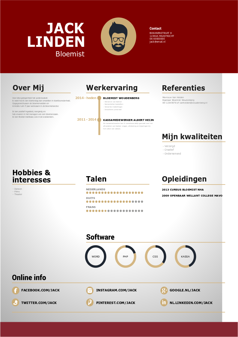 sjabloon cv bloembinder