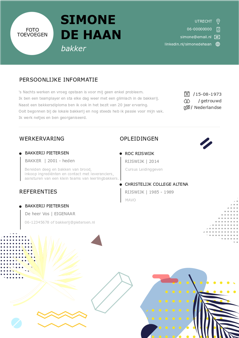 template cv bakker