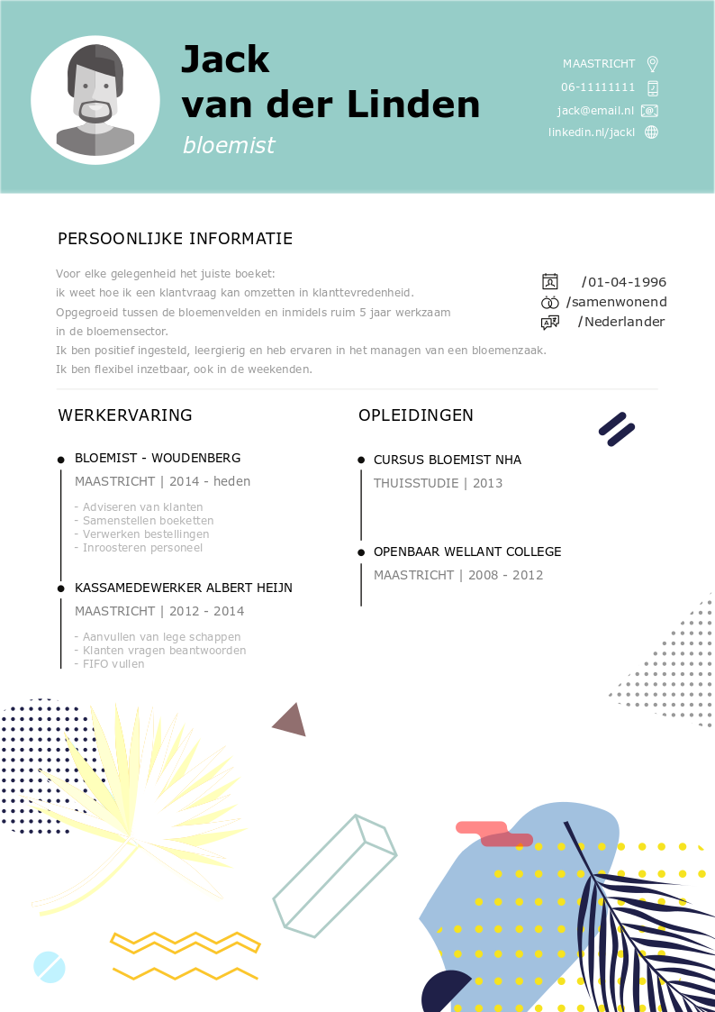 ptemplate cv bloemist