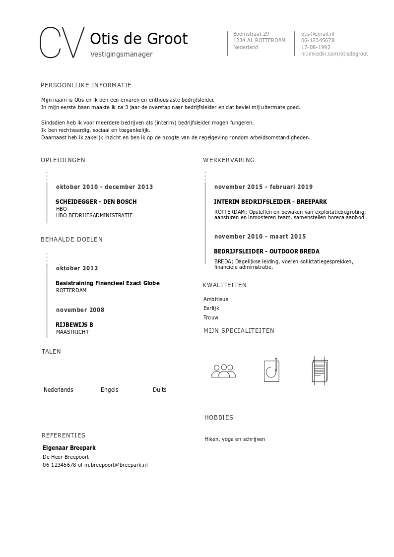 vestigingsmanager cv grijs