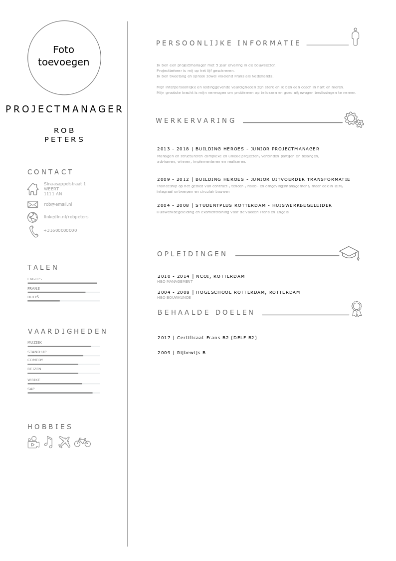 Cv Voorbeeld Projectmanager Download Gratis Perfectcv Nl