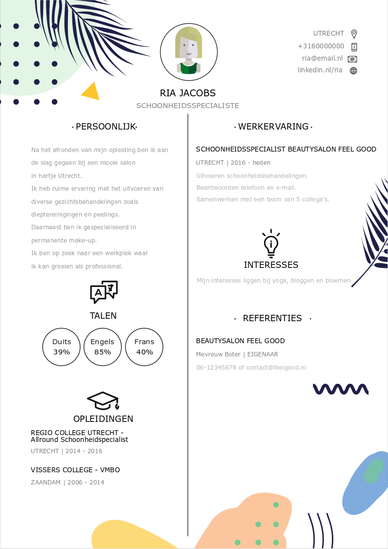 cv voorbeeld schoonheidsspecialist