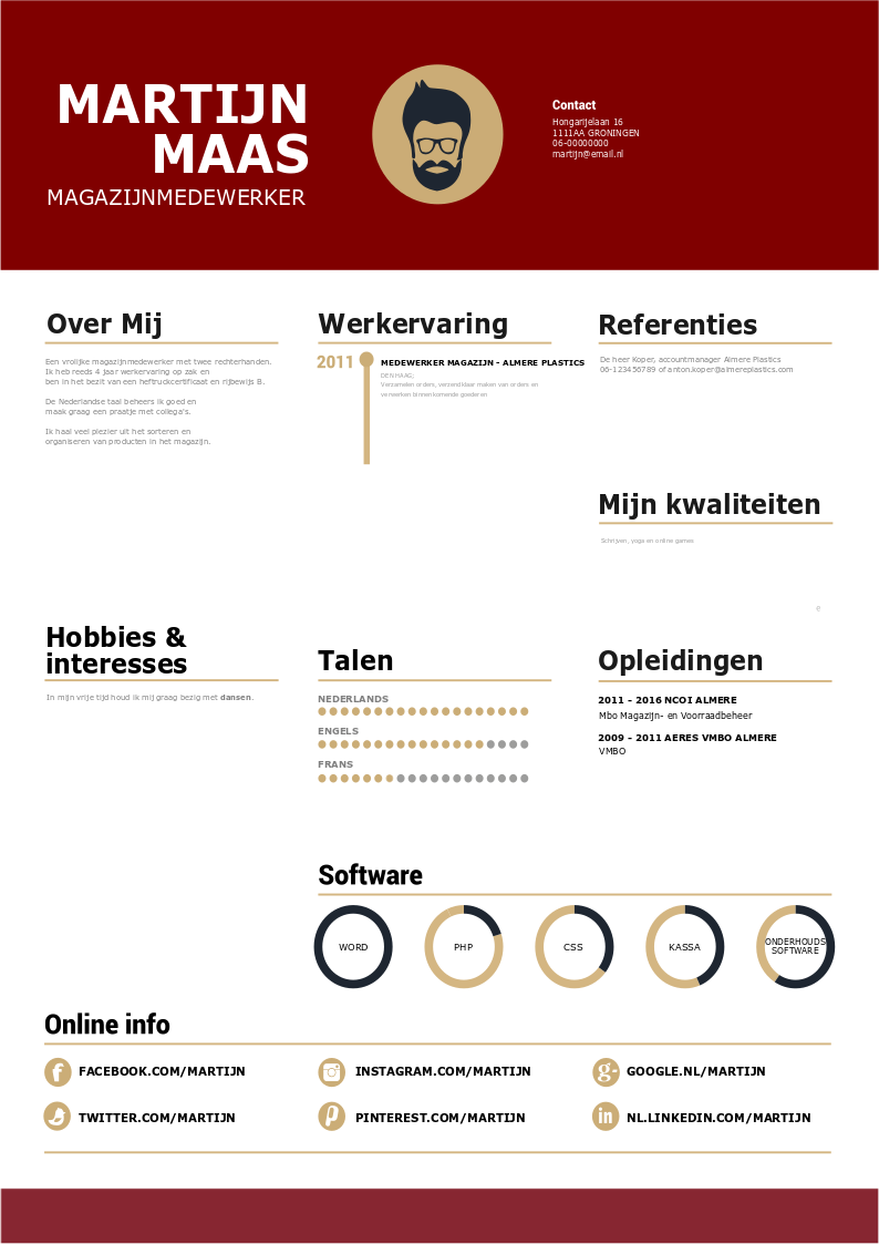 template cv magazijnmedewerker