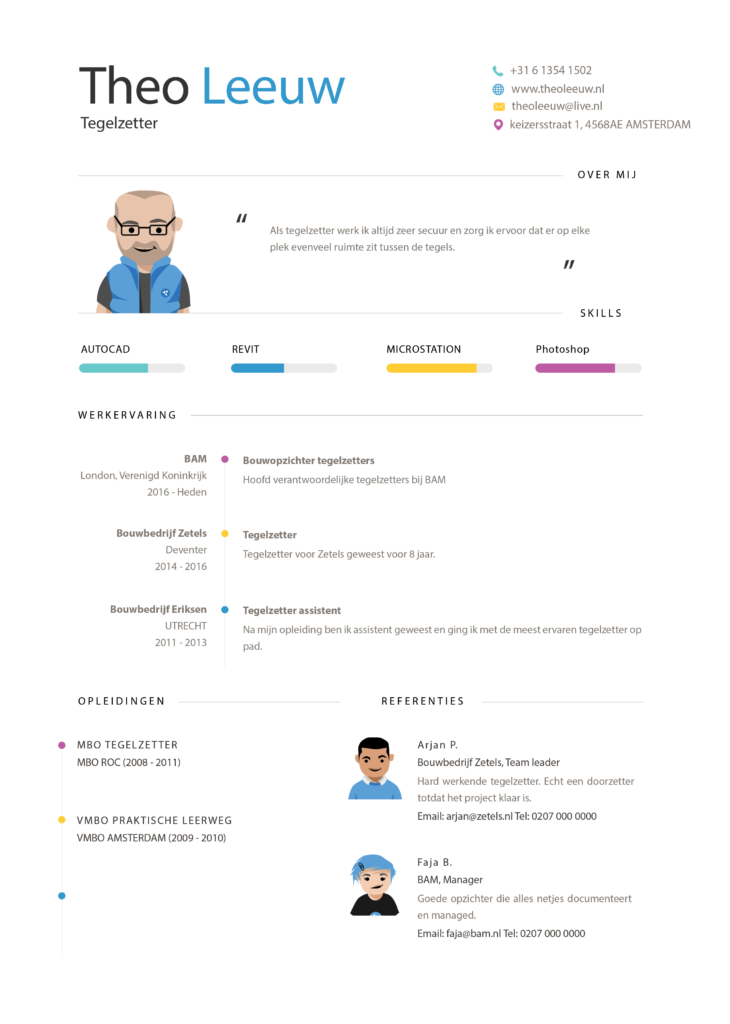 tegelzetter voorbeeld cv