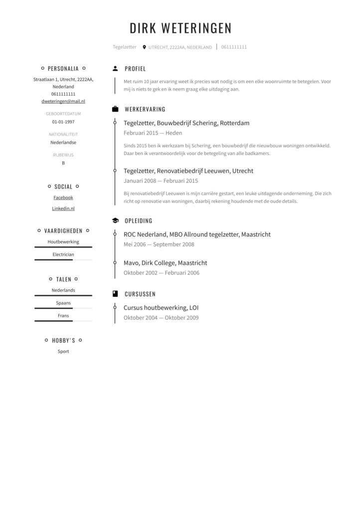 tegelzetter cv template