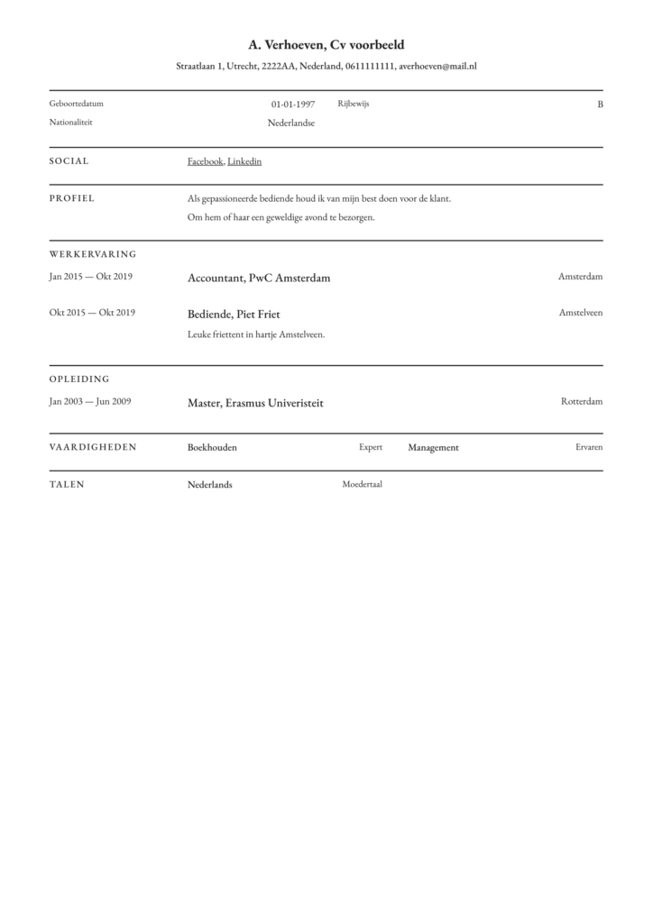 Guinness Woedend Ontmoedigen CV Voorbeeld 2020 - 20+ Gratis voorbeeld CV's In PDF en Word.