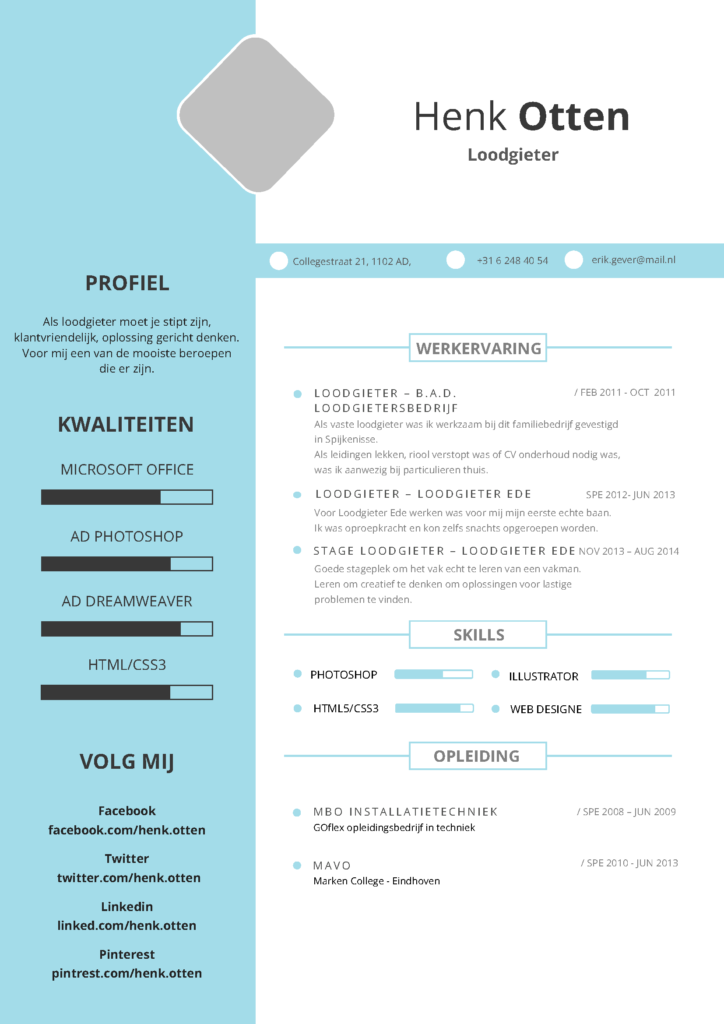 cv voorbeeld loodgieter