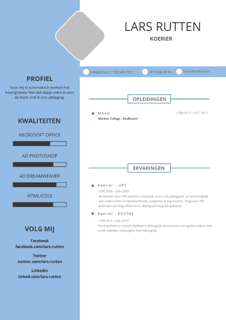 Voorbeeld Cv Koerier Uitleg En Tips Van De Expert Perfect Cv