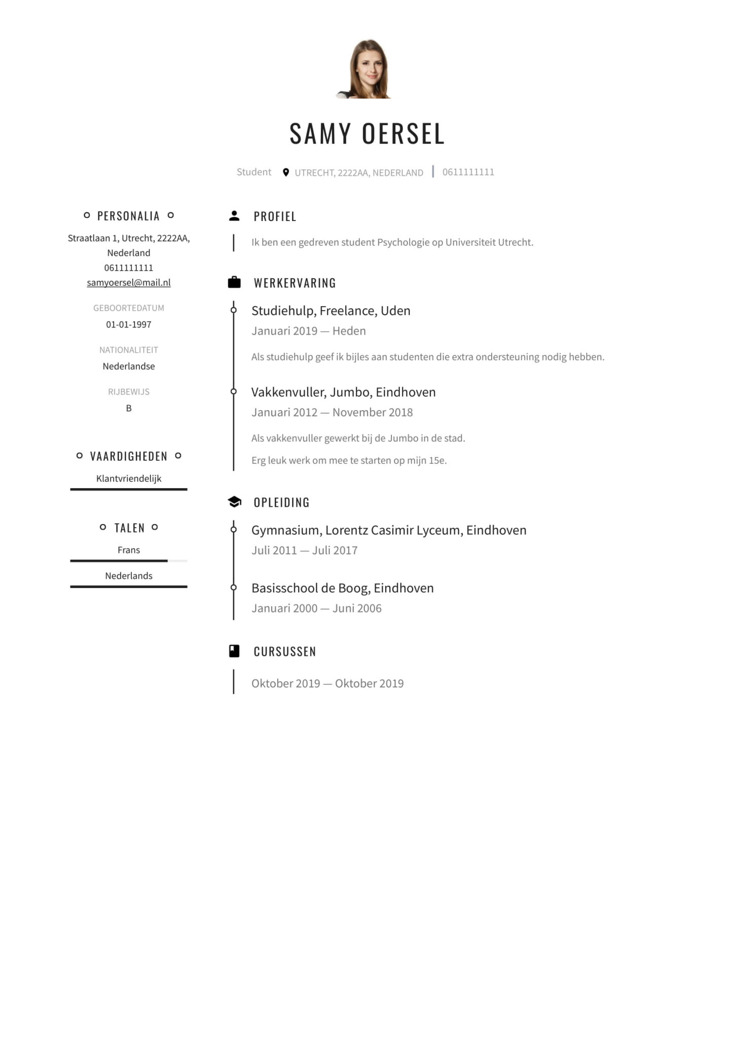 student cv template