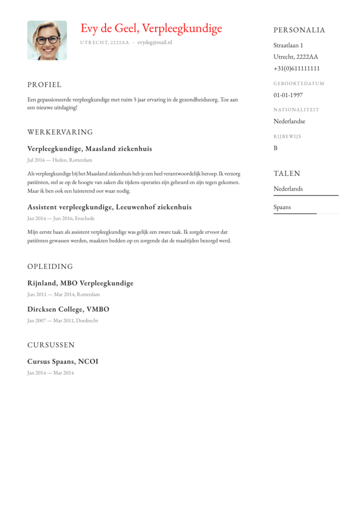 Voorbeeld Cv Zorg Gratis Downloaden In Word Pdf Perfectcv Nl