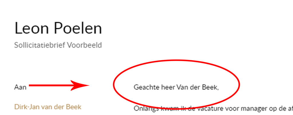 aanhef sollicitatiebrief