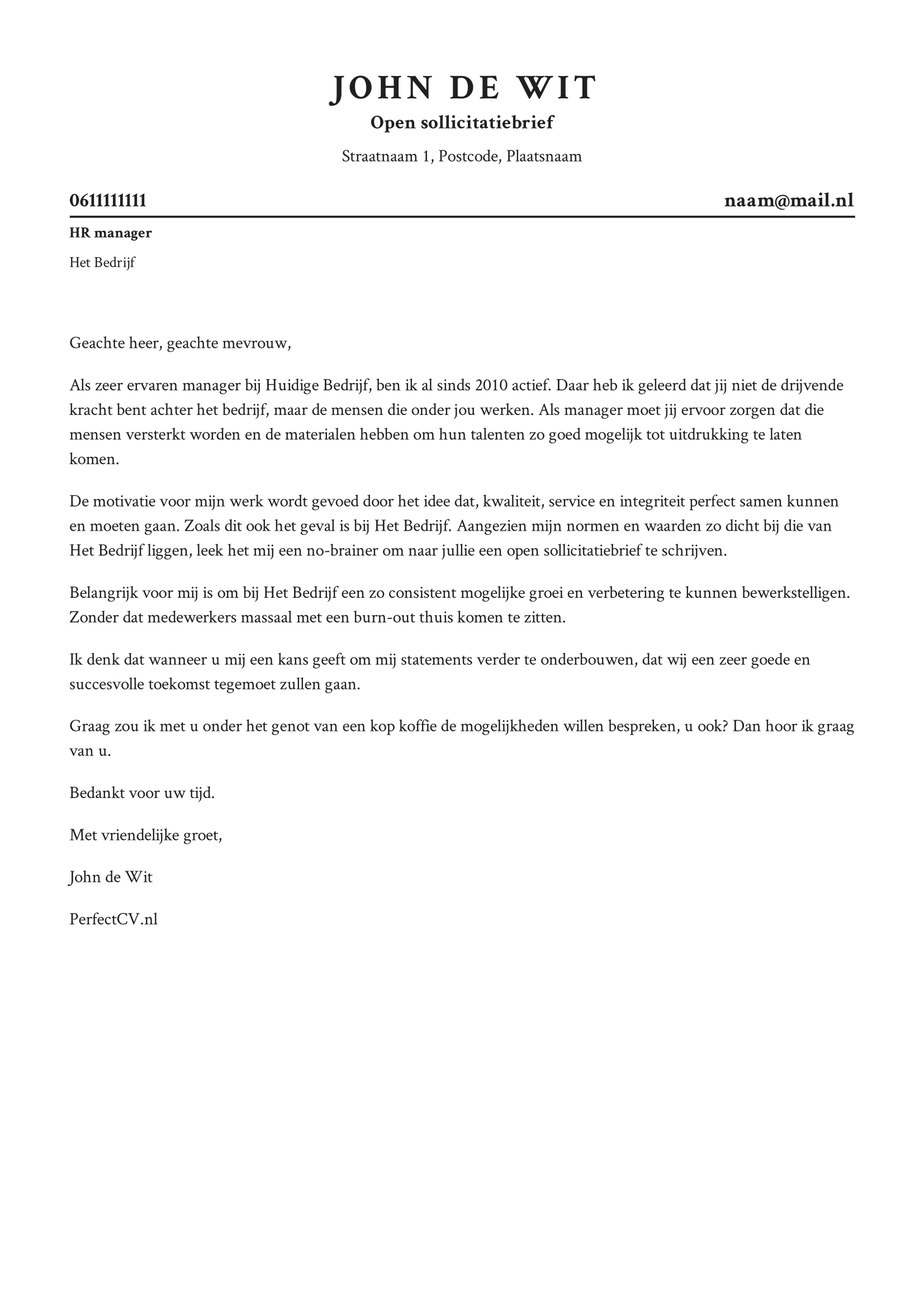 open sollicitatie mail schrijven