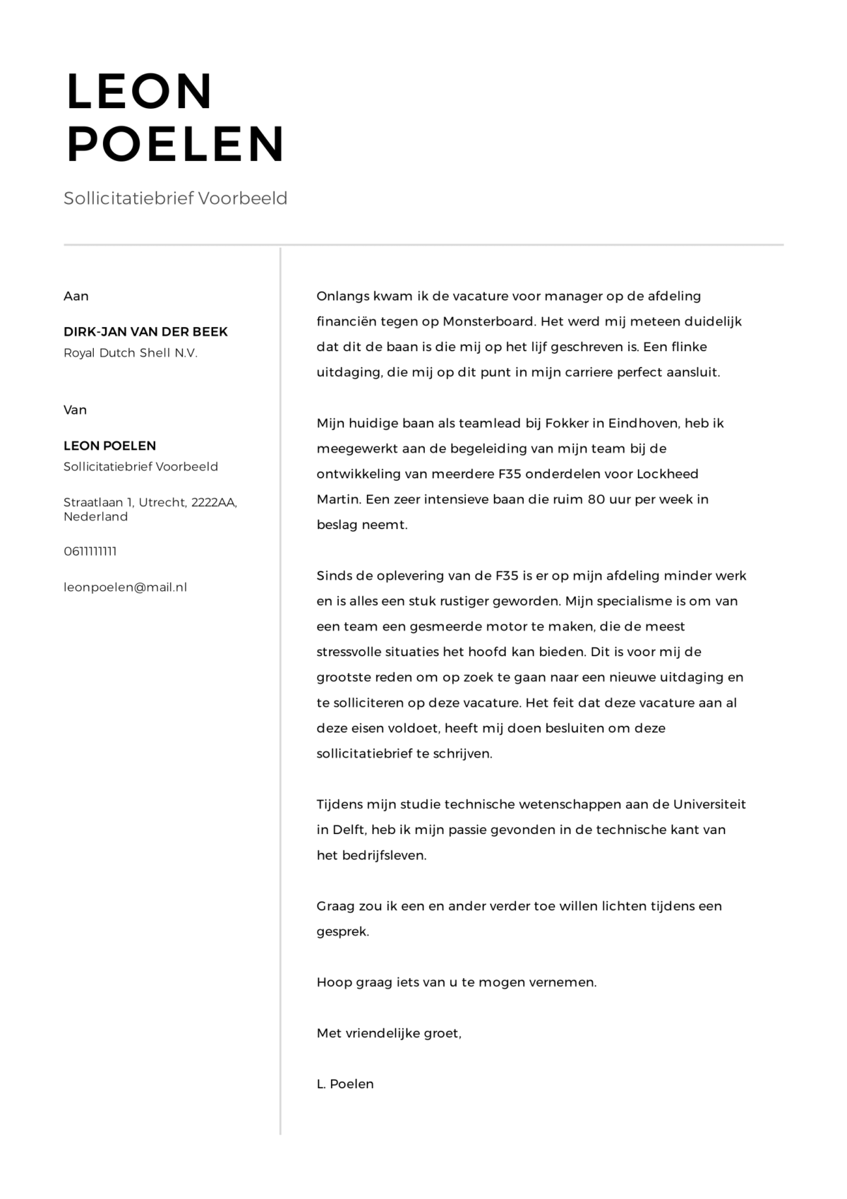 Sollicitatiebrief Voorbeeld 15+ Gratis Sollicitatiebrieven in PDF en Word