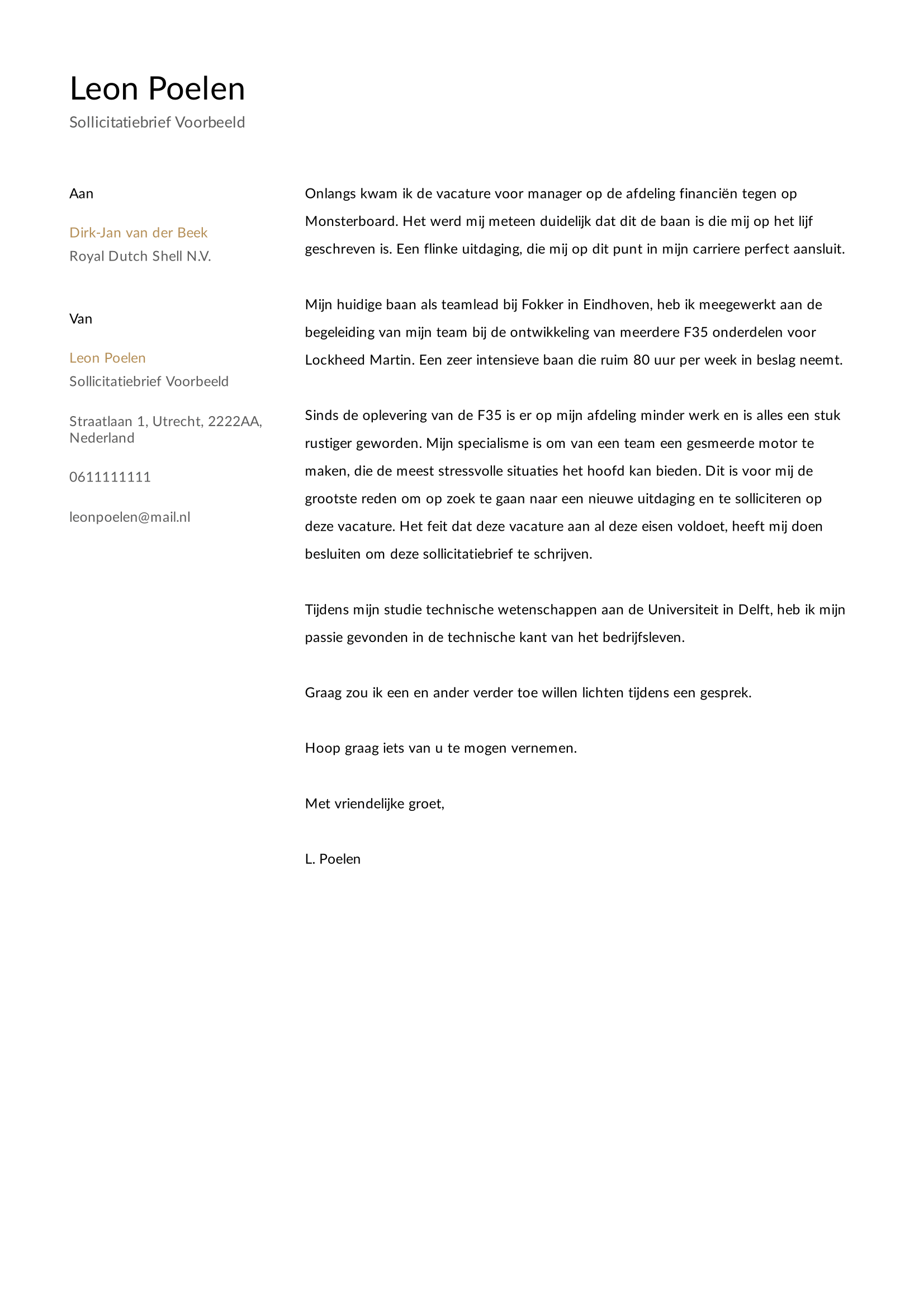 Sollicitatiebrief Voorbeeld  15+ Gratis Sollicitatiebrieven in PDF en Word