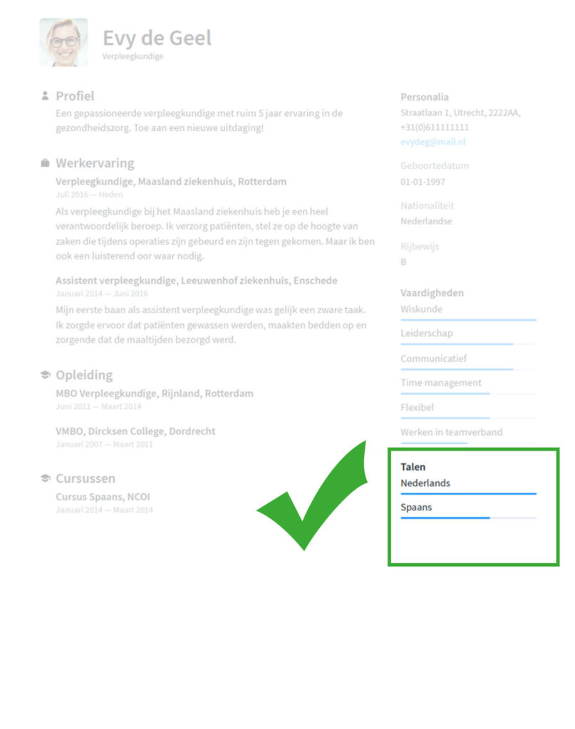 talen op je cv