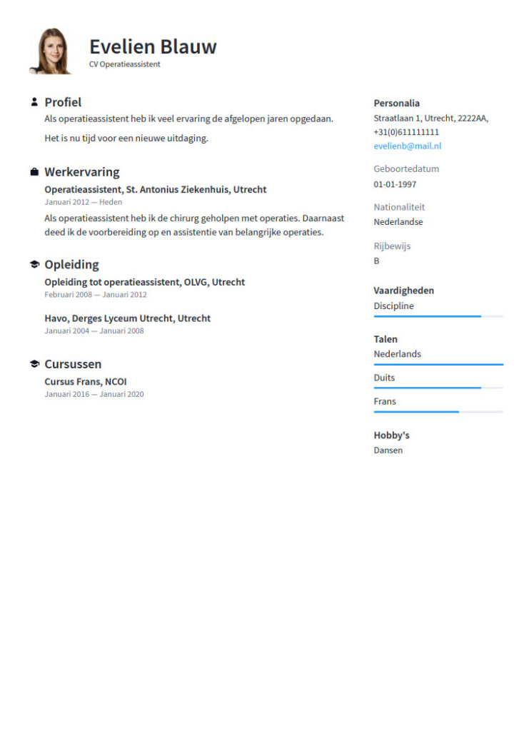 Voorbeeld Cv Zorg Gratis Downloaden In Word Pdf Perfectcv Nl